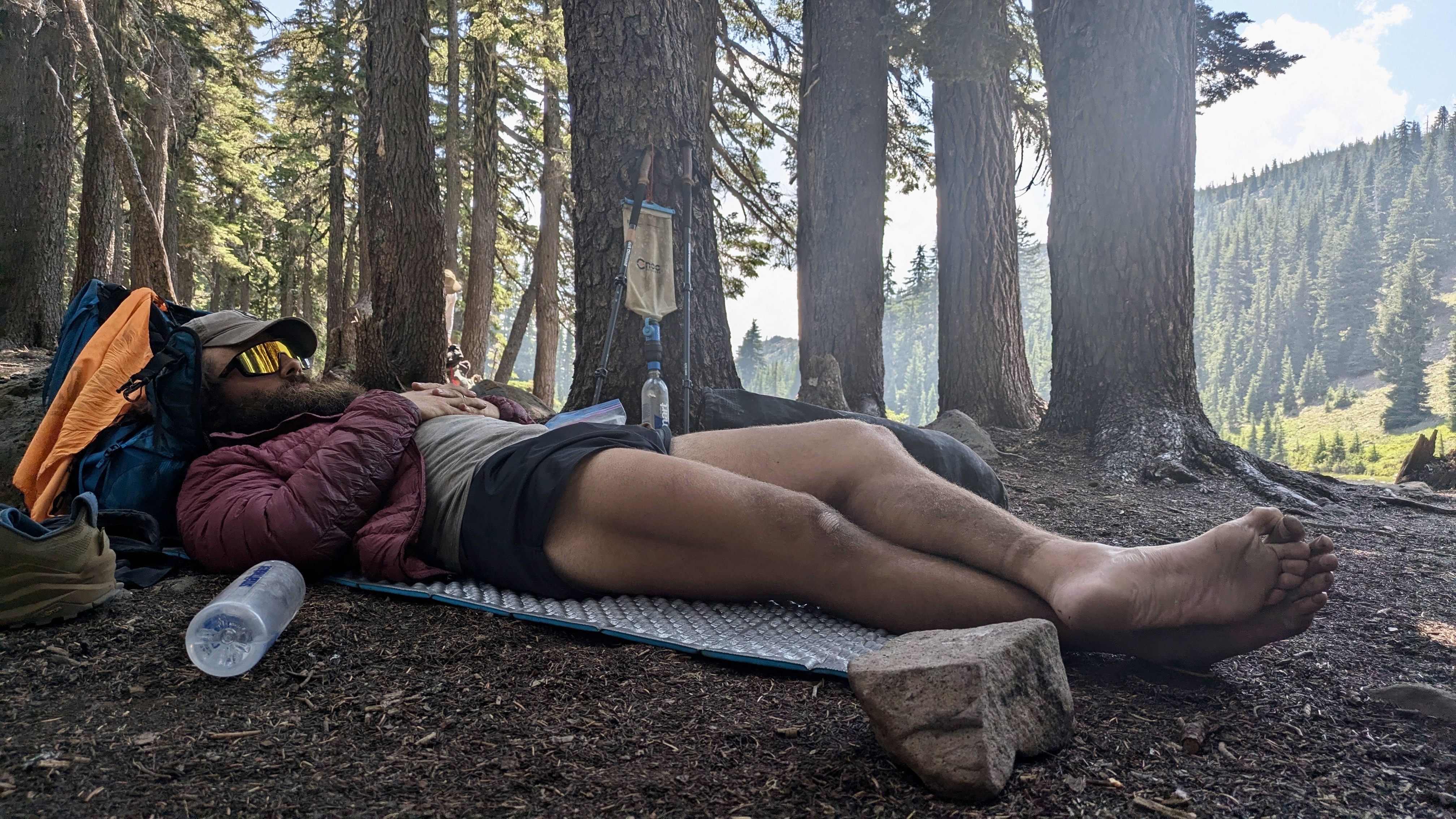 Pat hiking through the mountains